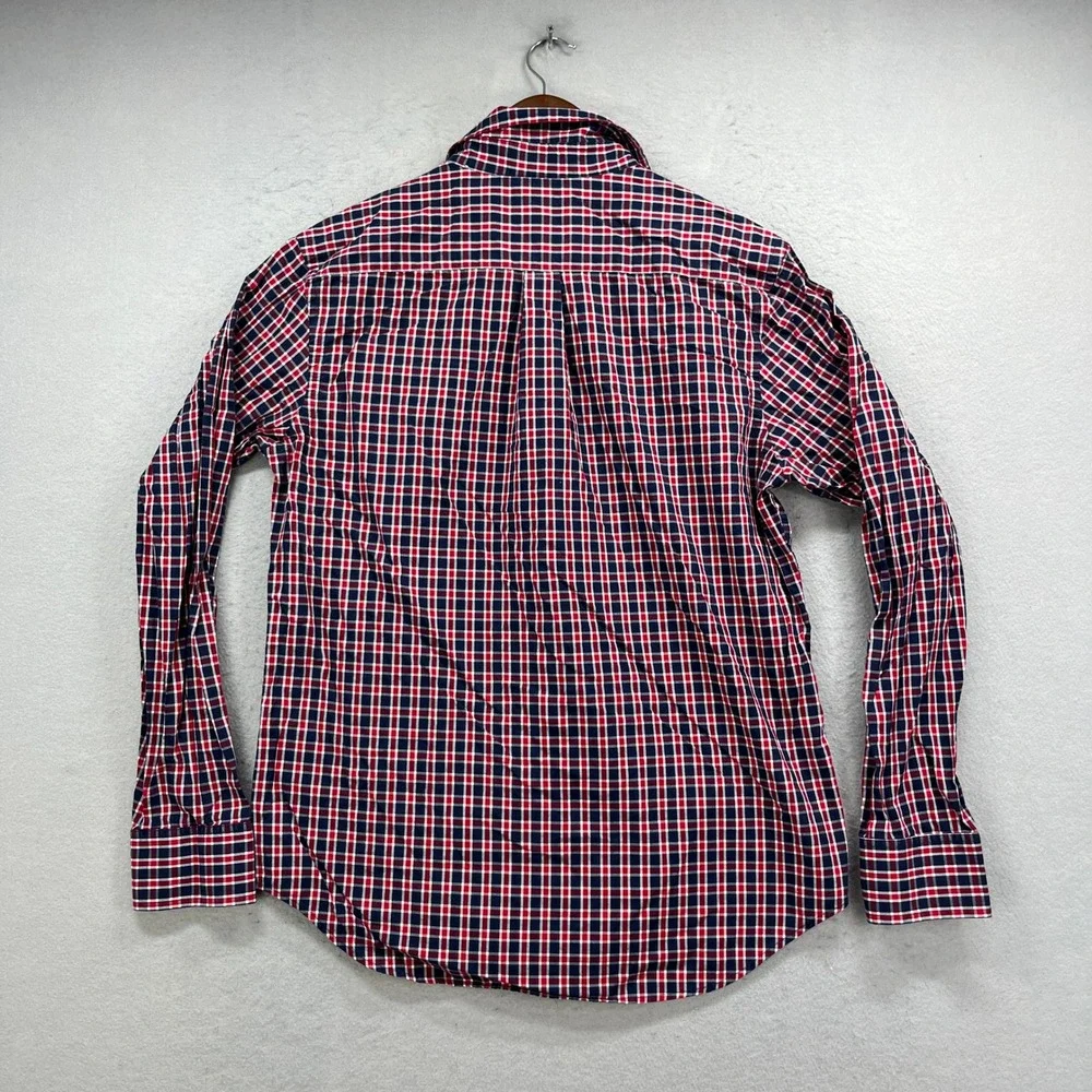 Banana Republic Button Up Shirt Mens M Red White Blue Plaid Oxford Classic